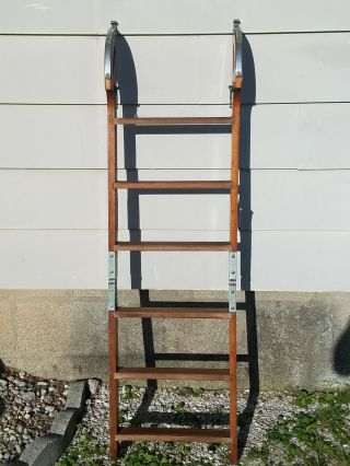 Vintage 1950 ' s Boat Ladder Chris - Craft Style 6 - Step Fold - Up Wooden Ladder Rare 7