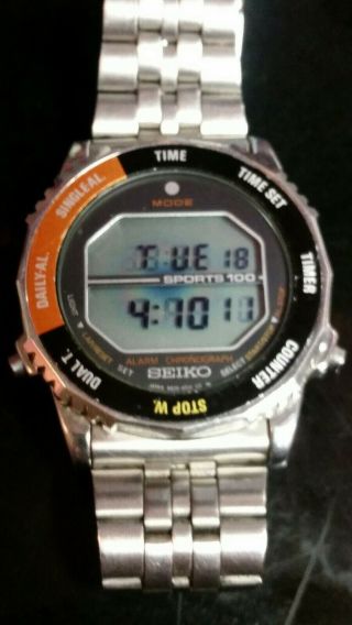 Vtg Seiko Astron Astronaut [a829 - 6019] Sports 100 Lcd Digital Chronograph Watch
