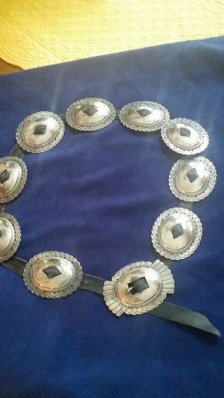 Vintage Authentic Native American Silver Concho Belt