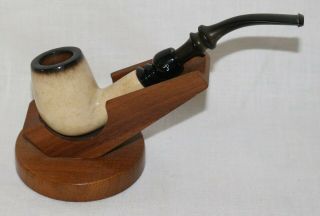 Vintage Estate Pipe Pioneer Block Meerschaum 240 With Stand