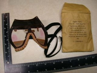 Ww2 Survival Goggles For C - 1 Vest Or Ski Troops W/ Packaging