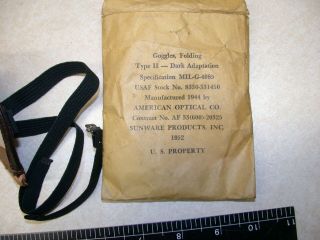 WW2 SURVIVAL GOGGLES FOR C - 1 VEST OR SKI TROOPS W/ PACKAGING 2