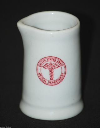 Vintage Us Army Medical Department Ceramic Creamer Wwii Ww2 Medical Insignia