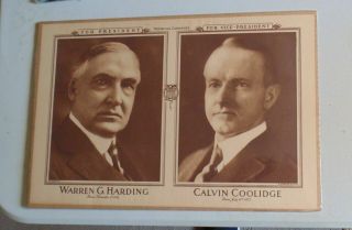 Vintage 1920 President Warren Harding Calvin Coolidge Campaign Poster Sepia Type