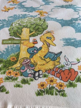 SESAME STREET BIG BIRD Thermal Baby Crib Blanket 1970s Vintage 36” x 40” 3