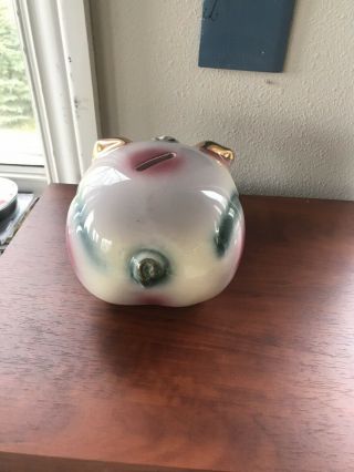 HARD TO FIND VINTAGE 1957 HULL POTTERY CORKY PIG PIGGY BANK WITH GOLD TRIM 5