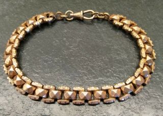 Old Vintage Rose Rolled Gold / Gold Filled Ornate Bracelet Chain 8 1/2 " Long.