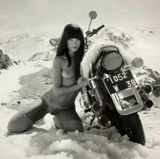 Vintage 2000 Signed Photo Art Posed Nude Model Motorcycle Serge Jacques