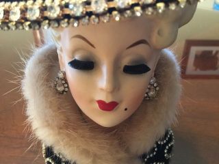 Vintage 1959 Napco Lady Head Vase,  C3815B.  With Swarovski Chrystal’s 5