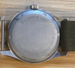 Vintage ARRI HAMILTON watch.  9365 Army green band. 5
