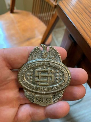 Vintage Us Post Office Department Railway Mail Service Badge Id 56832