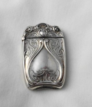 Antique E.  P.  Co.  Art Nouveau Sterling Silver Match Safe Vesta Case 17 Grams