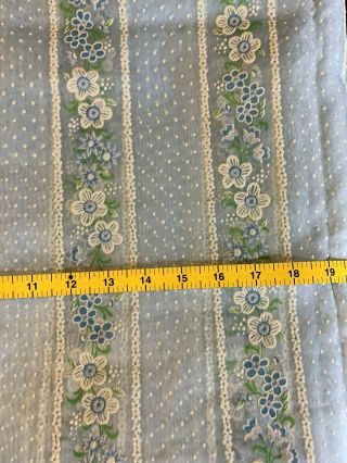 Vintage Sheer Light Blue Flocked Fabric White & Blue Flowers & Dotted Swiss 6