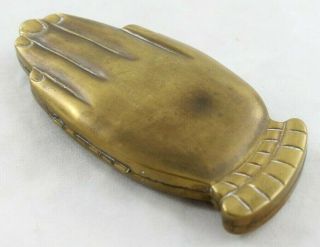 Vintage Art Deco Volupte Brushed Golden Gesture Ladies Hand Powder Compact Brass
