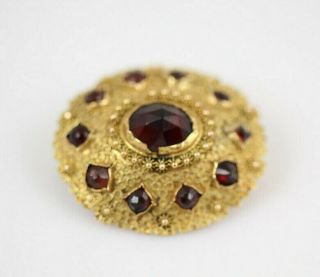 Fine Antique Victorian 14k Gold Bohemian Garnet Etruscan Pin Brooch 3