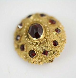 Fine Antique Victorian 14k Gold Bohemian Garnet Etruscan Pin Brooch 4