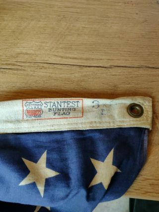 VINTAGE USA 48 Star American Flag 3 ' x 5 ' Dettras Stantest Bunting WW2 WWII Era 2