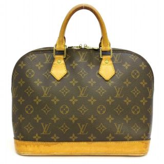 Authentic Louis Vuitton Alma Hand Zipped Bag M51130 Monogram Brown Vintage