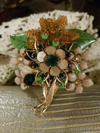 Rare Stanley Hagler Spring Garden Bracelet Flower Glass Beaded Masterpiece