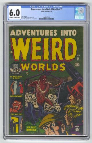 Adventures Into Weird Worlds 17 Cgc 6.  0 Vintage Marvel Atlas Comic Pre - Hero 10c