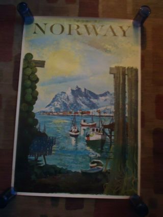 Vintage Tourist Travel Air Line Poster Norway 25.  5 in x 37.  5 Thorsen 3