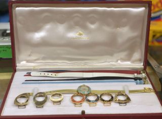 Vintage Bucherer Ladies Watch Set With 7 Extra Bezels & 5 Extra Bands