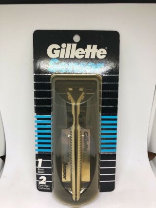 Gillette Sensor Razor Handle,  Base Two Cartridges Usa 1989 Vtg Authentic