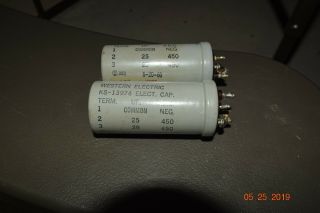2 Vintage 1960 Dual Section Western Electric Type Ks - 13974 Capacitors Tube Amp