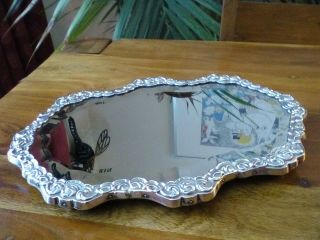 An Antique Silver Tray - With Bevelled Mirror - Cake Stand