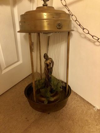 Vintage 39 Inch Mineral Oil Rain Motion Hanging Lamp Nude Lady Goddess