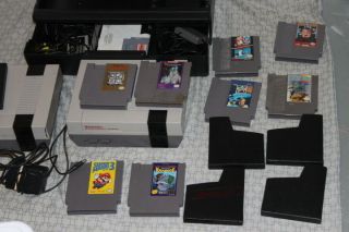 Vintage Nintendo Nes Video Game System Bundle (8) Games,  (2) Consoles With Case
