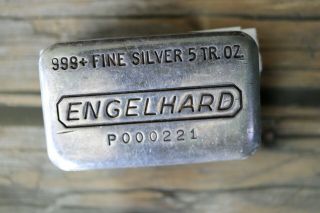 Vintage ENGELHARD 5 OZ Silver Bar - 8th Series LOW SERIAL STAMP and TONING 3