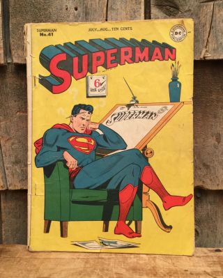 Rare Vintage Superman No.  41 July - Aug 1946 Dc Comic Book