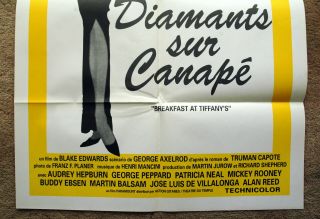 Vintage BREAKFAST AT TIFFANY ' S Movie Poster AUDREY HEPBURN 1sh Film 4