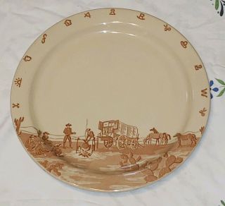 Vintage Wallace China Chuck Wagon 13.  25 " Round Chop Plate Or Platter - Rare