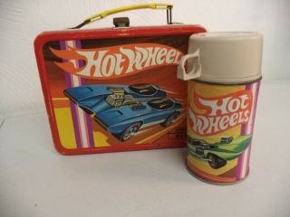 Vintage 1969 Hot Wheels Metal Lunch Box With Thermos