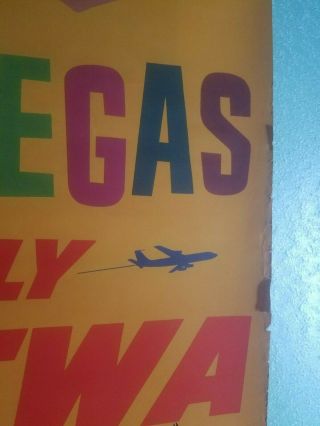 Vintage Travel Poster TWA Las Vegas NV 1950s 1960s Airport Plane Rare 7