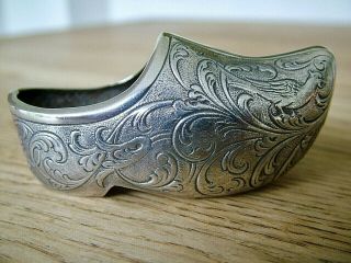 Antique Novelty Solid Silver Miniature Clog Shoe Dutch German Continental