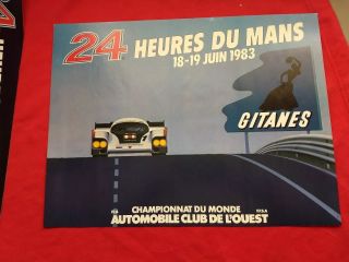 Vintage 24 Heures Du Mans 1983 Race Poster Gitanes Porsche Pre - Owned