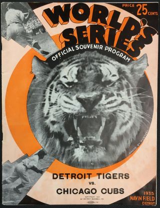 1935 World Series Program Navin Field Detroit Tigers Vs Chicago Cubs Vintage Mlb