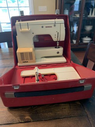 Vintage Bernina Minimatic Record 807 Sewing Machine With Quilting Extension Case