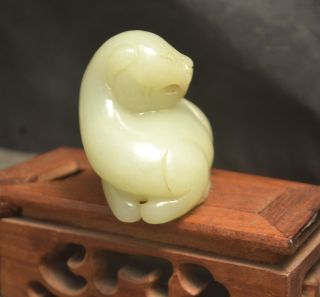 Chinese Vintage Hetian Jade Lucky Beast Roaring Pi Xiu Animal Totem Carving LZKS 3