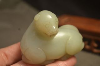 Chinese Vintage Hetian Jade Lucky Beast Roaring Pi Xiu Animal Totem Carving LZKS 6