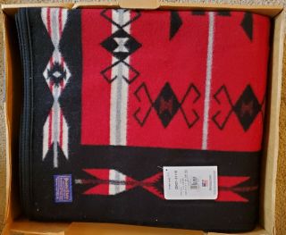 Vtg Pendleton Reversible Beaver State Wool Blanket Southwest Tribal 80x64