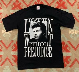Vintage 1990 George Michael Listen Without Prejudice Double Sided Tour T Shirt M