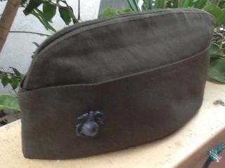 US WW2 WOOL Premium GARRISON HAT CAP GREEN VFW CAP 2 Vintage Pins WWII 5