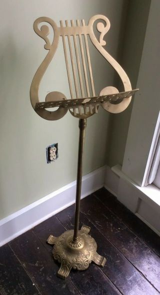 Vintage Solid Brass Victorian Style Adjustable Telescoping Sheet Music Stand