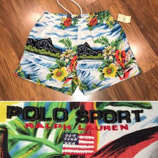 Nwt Vtg 90s Mens Medium Ralph Lauren Polo Sport Swim Trunks Shorts Flag Logo