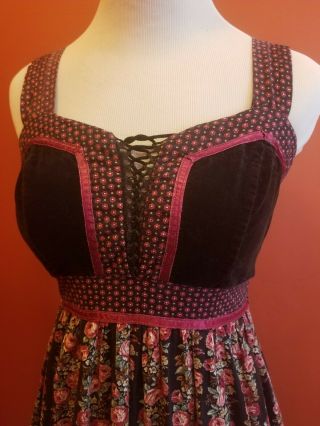 Gunne Sax Vintage Boho Prairie Maxi Dress Size 9 Corset Black and Burgundy. 3