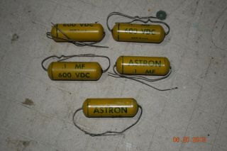 5 Vintage Nos Astron.  1 Mf 600v Mustard Capacitors Tube Amp Tone Guitar